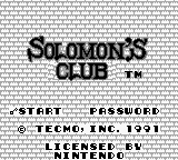 Solomon's Club title screen for GameBoy